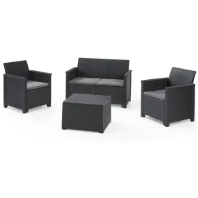 Salottino da Esterno 4 Posti in Resina Effetto Rattan con Tavolino