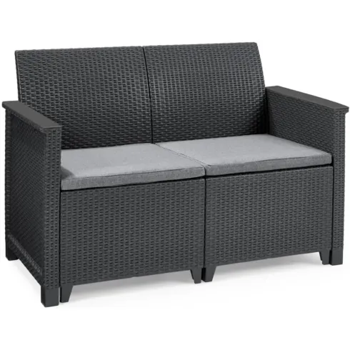 Salottino da Esterno 4 Posti in Resina Effetto Rattan con Tavolino