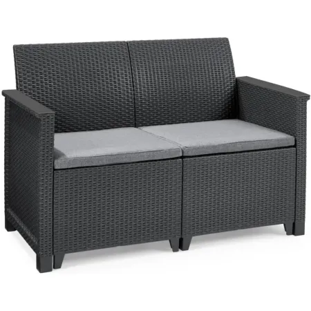 Salottino da Esterno 4 Posti in Resina Effetto Rattan con Tavolino