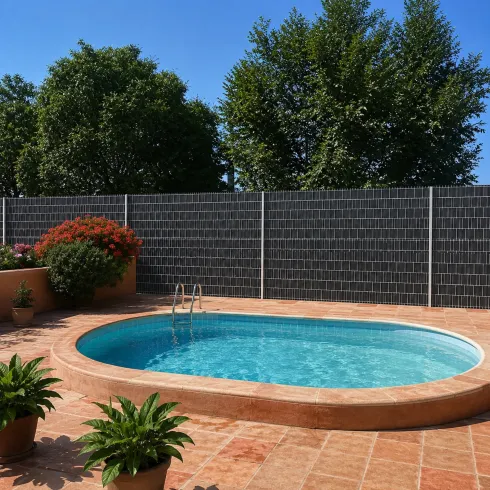 Strisce Frangivista per Recinzioni in PVC Antracite 35m con 20 Clip