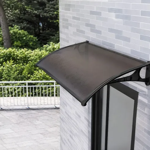 Pensilina Policarbonato Alveolare Fumè 120x80 cm con Supporti ABS