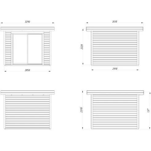 Casetta da Giardino in Legno 28 mm 285x291 cm Porta a Vetro Scorrevole