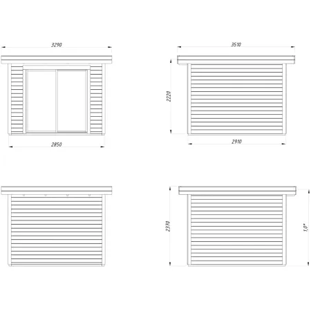 Casetta da Giardino in Legno 28 mm 285x291 cm Porta a Vetro Scorrevole
