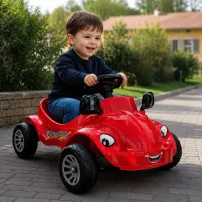 Auto a Pedali Cavalcabile per Bambini Happy Herbie Rosso con Clacson 2