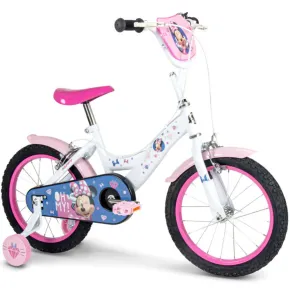 Bicicletta per Bambini 14" con Rotelle Minnie Disney Bianco a Sfera
