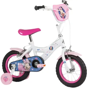 Bicicletta per Bambini 12" con Rotelle Minnie Disney Bianco a Sfera