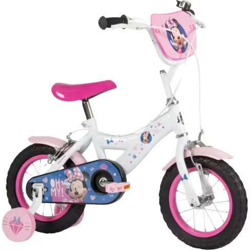 Bicicletta per Bambini 12" con Rotelle Minnie Disney Bianco a Sfera