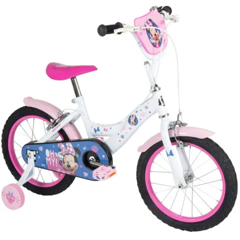 Bicicletta per Bambini 16" con Rotelle Minnie Disney Bianco a Sfera