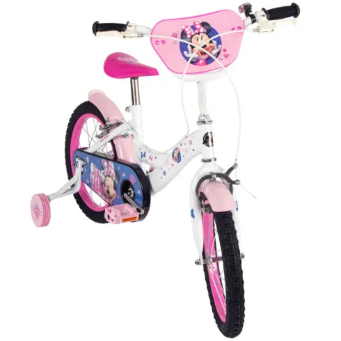 Bicicletta per Bambini 16" con Rotelle Minnie Disney Bianco a Sfera