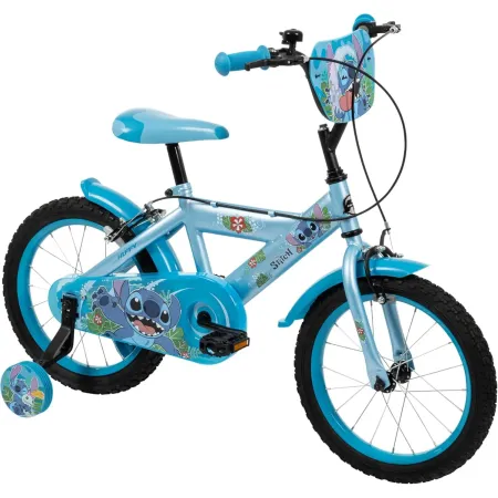 Bicicletta per Bambini 16" con Rotelle Stitch Disney Celeste a Sfera