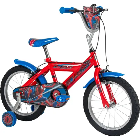 Bicicletta per Bambini con Rotelle 16" Spiderman Rosso Freni Caliper