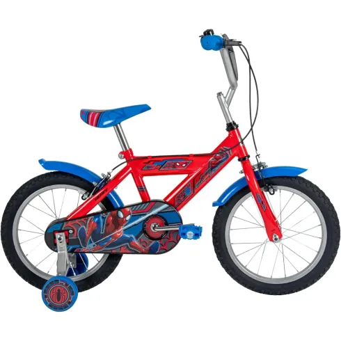 Bicicletta per Bambini con Rotelle 16" Spiderman Rosso Freni Caliper