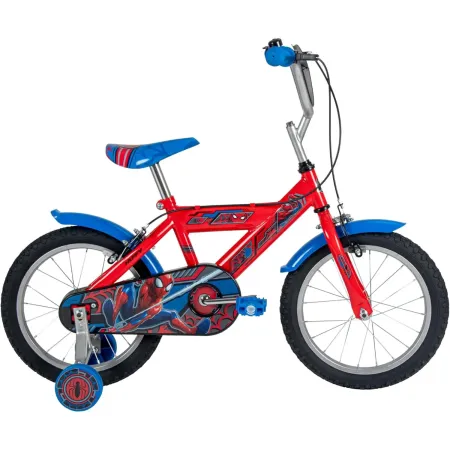 Bicicletta per Bambini con Rotelle 16" Spiderman Rosso Freni Caliper