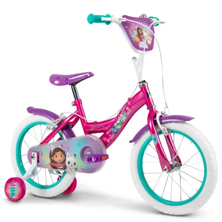 Bicicletta per Bambini 16" con Rotelle Gabby's Dollhouse Rosa a Sfera