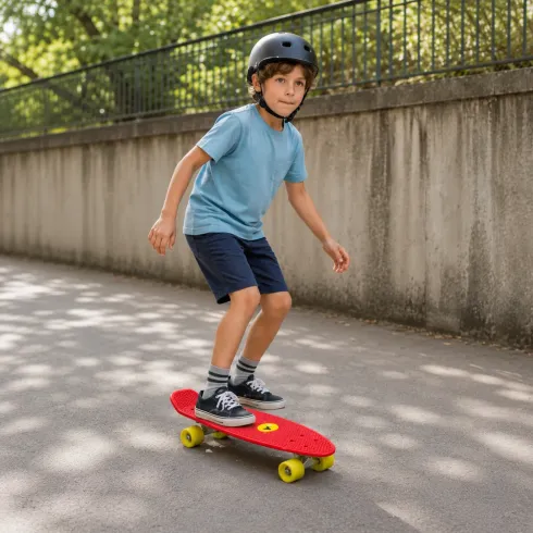 Skateboard 57x15 Rosso con Cuscinetti ABEC7 in Polipropilene