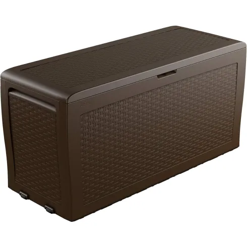 Baule Cassapanca Giardino Effetto Rattan Contenitore 270 Litri Resina Veranda | BricoShop24