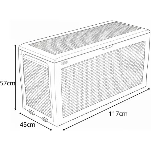 Baule Cassapanca Giardino Effetto Rattan Contenitore 270 Litri Resina Veranda | BricoShop24
