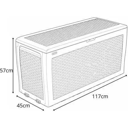 Baule Cassapanca Giardino Effetto Rattan Contenitore 270 Litri Resina Veranda | BricoShop24