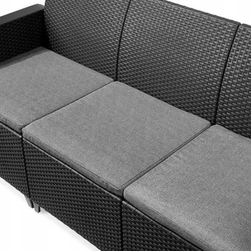 Salottino da Giardino 5 Posti Rattan Grafite con Tavolino Salvaspazio