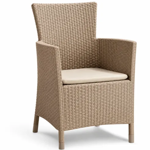 Salottino da Giardino 2 Posti Sabbia con Tavolino Contenitore Rattan