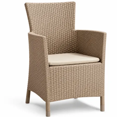 Salottino da Giardino 2 Posti Sabbia con Tavolino Contenitore Rattan