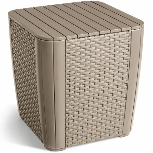 Salottino da Giardino 2 Posti Sabbia con Tavolino Contenitore Rattan
