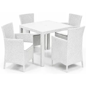 Poltrona Bianca con Cuscino Bar Balcone Patio Resina da Esterno Comfort Comoda 2