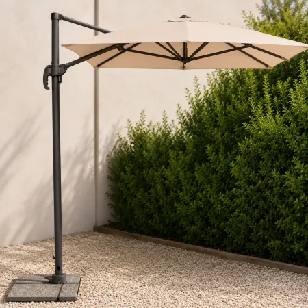 Ombrellone in Alluminio 3x2 Ecru con Palo Decentrato Braccio Laterale Retrattile | BrcioShop24