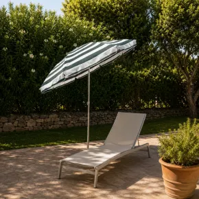 Ombrellone per Giardino 2x2 m Inclinabile Verde Bianco Sacca Tessuto 2