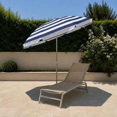 Ombrellone per Giardino 2x2 m Inclinabile Blu Bianco Sacca Tessuto