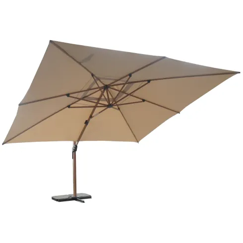 Ombrellone per Giardino 4x4 m Palo Decentrato Legno Beige Antivento