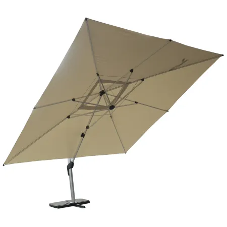 Ombrellone per Giardino 4x4 Palo Decentrato Alluminio Beige Antivento