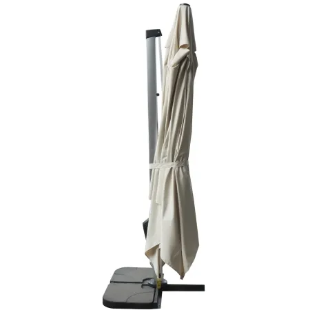 Ombrellone per Giardino 4x4 Palo Decentrato Alluminio Beige Antivento
