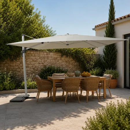 Ombrellone per Giardino 4x4 Palo Decentrato Alluminio Beige Antivento