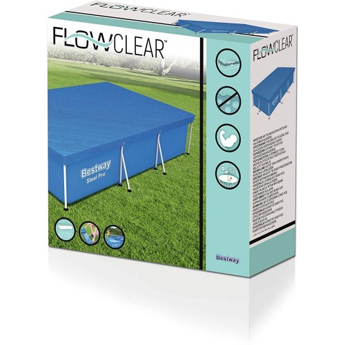 Telo Piscina Fuoriterra Rettangolare 3x2 con Telaio Steel Copripiscina Copertura