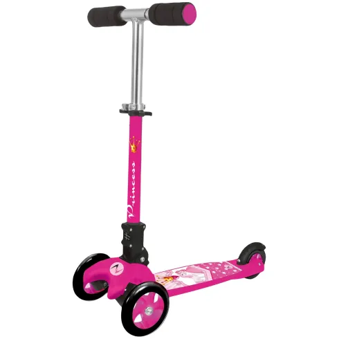 Monopattino a 3 Ruote Bambini Principessa Fucsia Altezza Regolabile