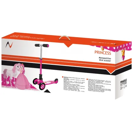Monopattino a 3 Ruote Bambini Principessa Fucsia Altezza Regolabile