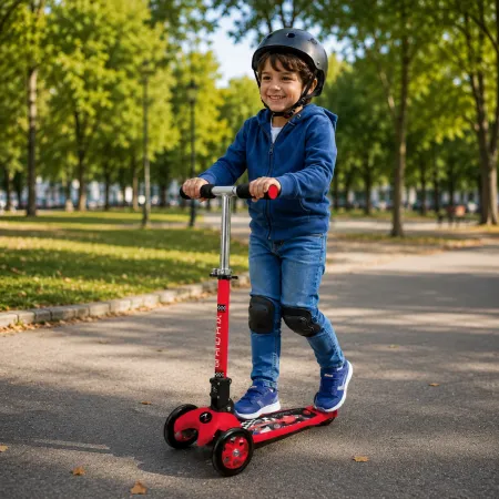 Monopattino a 3 Ruote Bambini Grand Prix Rosso Altezza Regolabile