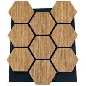 Set 12 Pannelli Acustici Esagonali MDF Feltro PET 76x62 Effetto Rovere