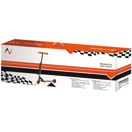 Monopattino Bambini 2 Ruote Pieghevole Nero Arancio Altezza Regolabile