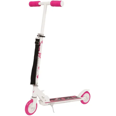 Monopattino Bambini 2 Ruote Pieghevole Bianco Fucsia Altezza Regolabile