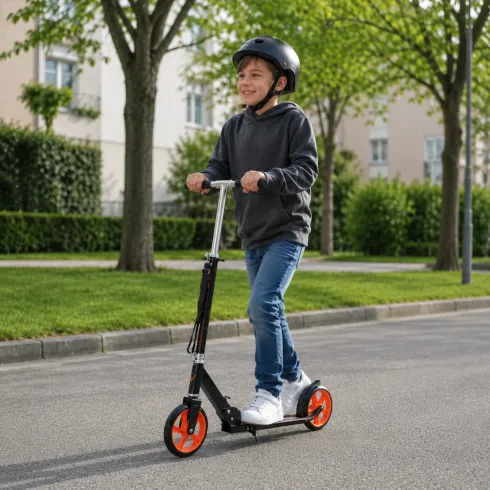 Monopattino Bambini 2 Ruote 200 mm Pieghevole Nero Altezza Regolabile