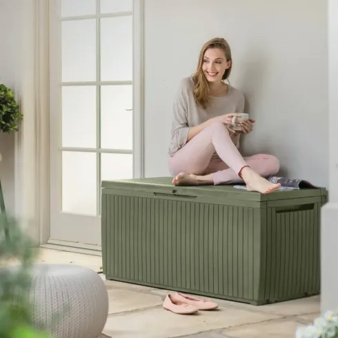 Baule Keter in Resina Effetto Legno Verde 123x53,5x57 250kg