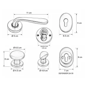 Kit Accessori Porta Blindata Cromo Satinato con Defender 55 2