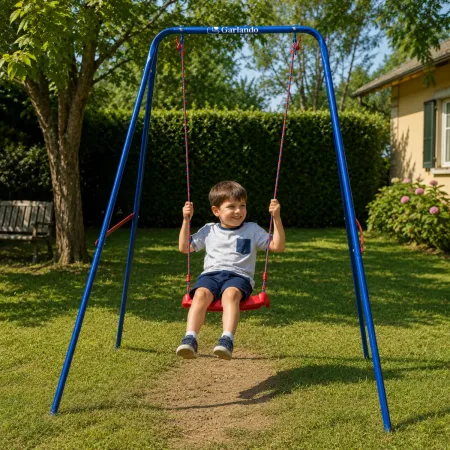 Altalena da Giardino per Bambini Singola in Acciaio Blu Rosso EN-71