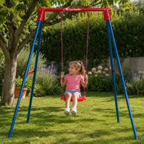 Altalena da Giardino per Bambini Acciaio Blu Rosso Seduta Tavoletta 2