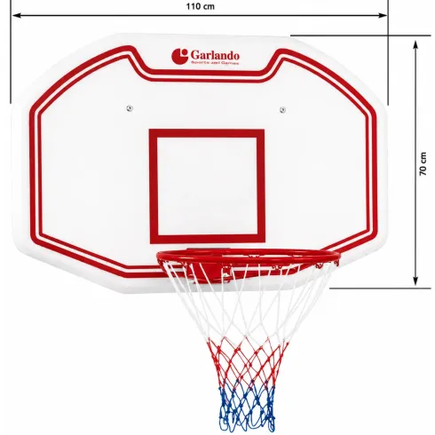 Tabellone Basket da Parete 110x70 Canestro 45x45 Rete Impermeabile