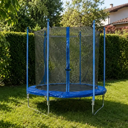Trampolino Elastico 183 cm per Bambini Rete Sicurezza da Esterno