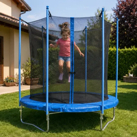 Trampolino Elastico 183 cm per Bambini Rete Sicurezza da Esterno