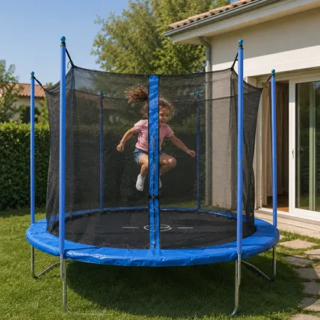 Trampolino Elastico 244 cm per Bambini Rete Sicurezza da Esterno
